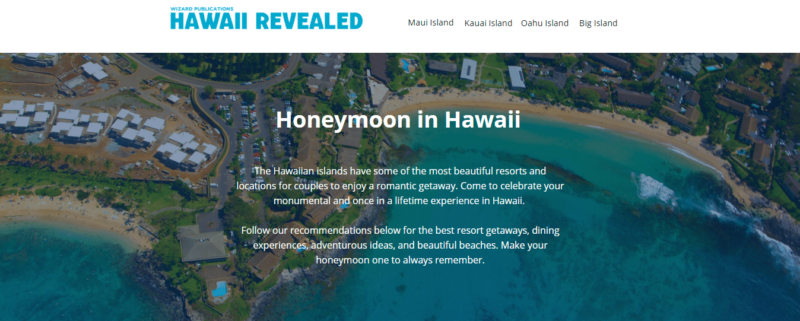 Honeymoon in Hawaii landing page