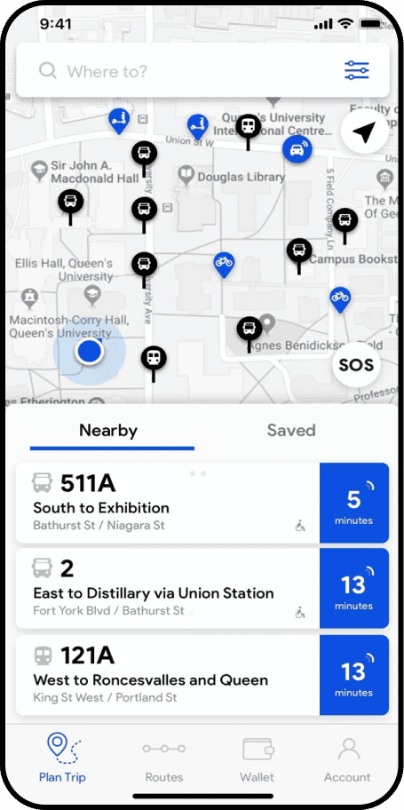 transit app solution - trapeze - map