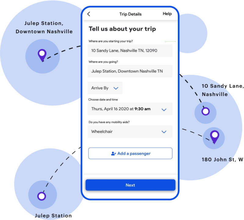 transit app solution - feedback screen