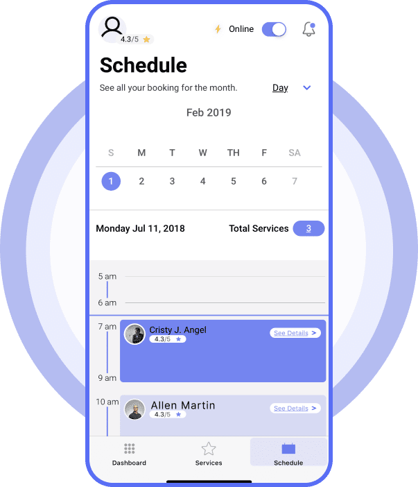 home service app development - skep home - calendar