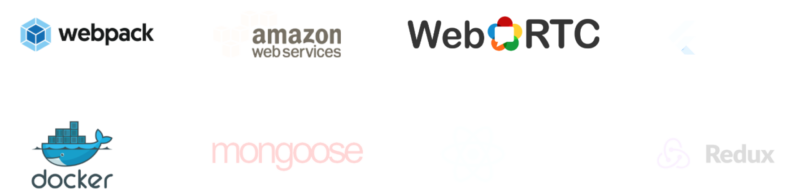 webpack AWS webRTC docker logos