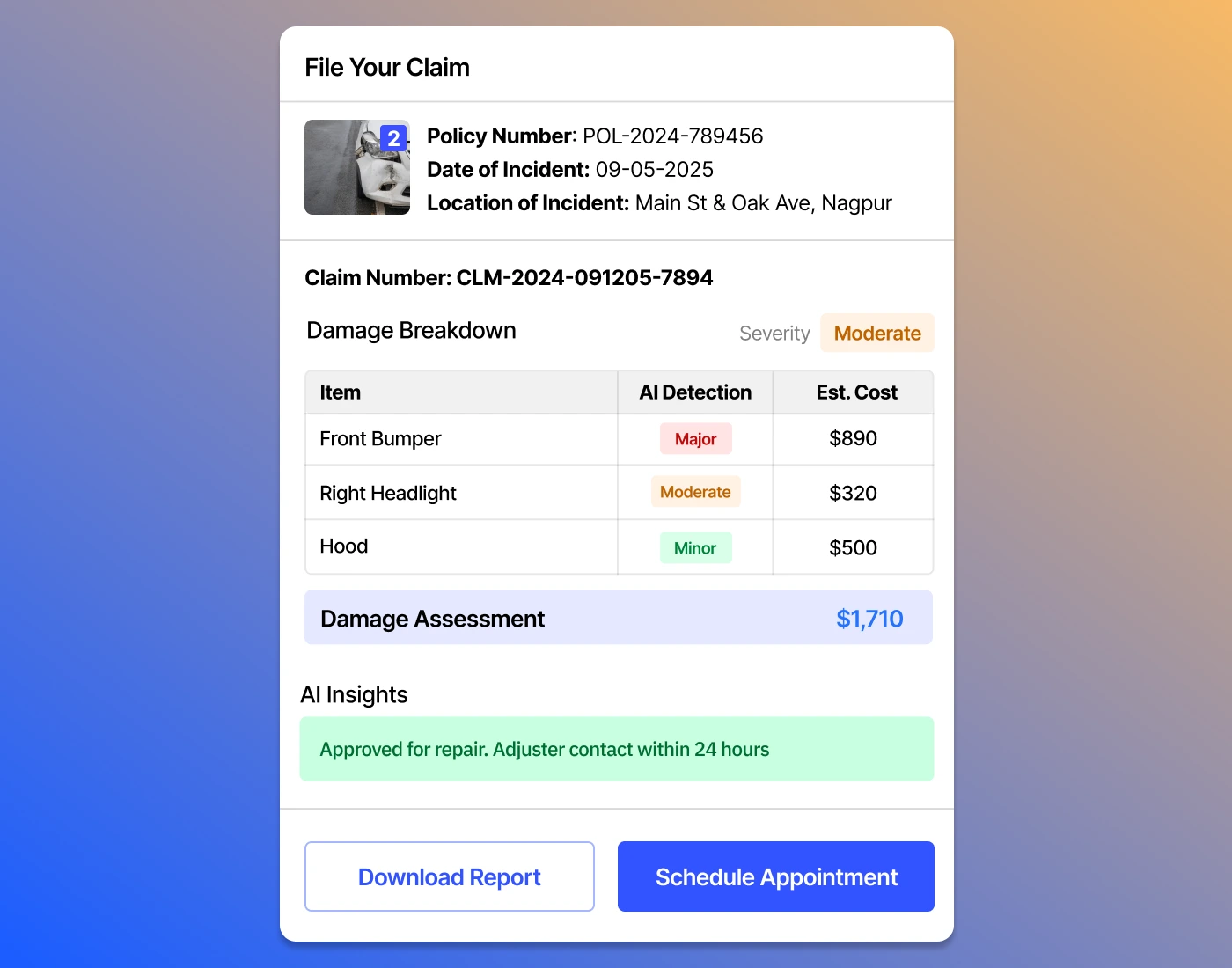 Claim Damage Assessment