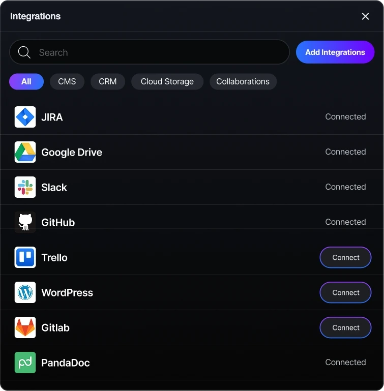 AI agent integrations with business tools